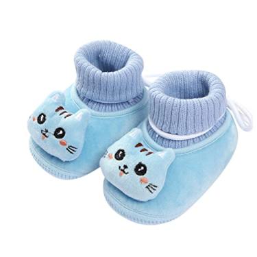 Imagem de Sapatos infantis de inverno para bebês meninos e meninas meias rasteiras sapatos corda elástica antiderrapante quente confortável sapatos de bebê menino, A, 6-12 meses