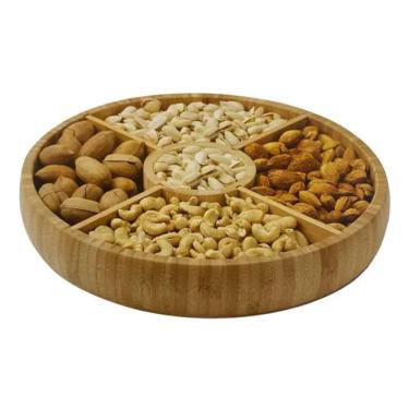 Imagem de Petisqueira Giratória 360º Em Madeira Com 5 Recipientes 30cm