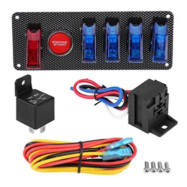 Imagem de Kit de ignição push to start, painel de interruptor de corrida, painéis de balancim automotivos, kit de controle de botão de partida do motor 6 em 1 para carros de corrida 12 V