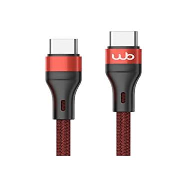 Imagem de WB Cabo USB-C e USB-C 1 metro 60W vermelho nylon trançado compatível com Andoid, 30W USB-C para USB-C (Vermelho)