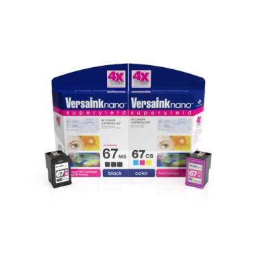 Imagem de VersaInk - Cartucho de tinta preta Nano HP 67 MS MICR para verificação de impressão e VersaInk-Nano 67 CS cartucho de tinta tricolor