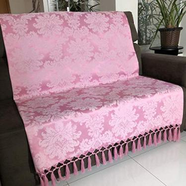 Imagem de Manta Para Sofá em Tecido Jacquard Medalhão Rosa Bebê 190x140cm