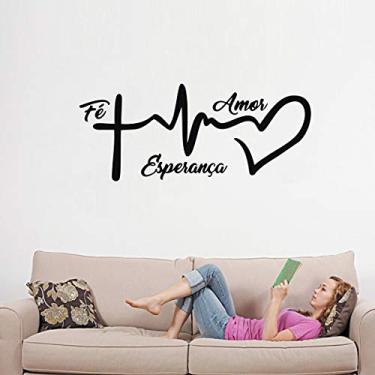 Imagem de Adesivo de parede frase Fé, Esperança Amor tam 40cmx90cm