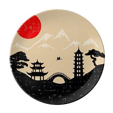 Imagem de Prato de têmpora Decorativo Japão, Preto, Branco, Vermelho, Amarelo, Porcelana, Prato de Jantar