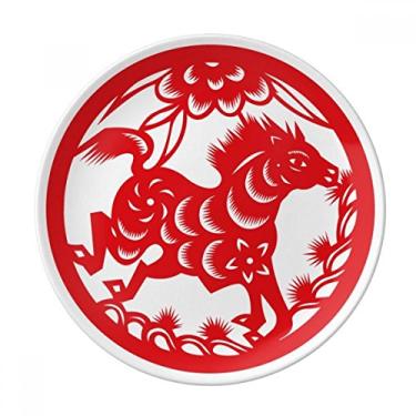 Imagem de Placa decorativa de porcelana decorativa com tema de cavalo animal do zodíaco chinês, 20,32 cm, jantar em casa