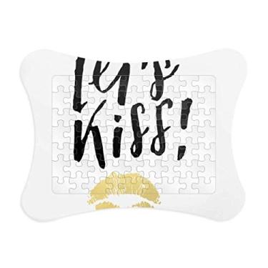 Imagem de Let's Kiss Moldura de quebra-cabeça estilo escrita à mão, jogo de cartas de papel para casa