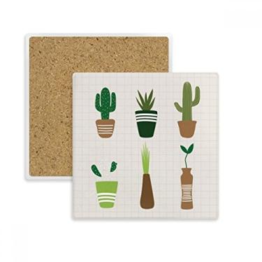 Imagem de Porta-copos quadrado para suculentas de plantas em vaso de cacto, suporte de subplaca, pedra isolante