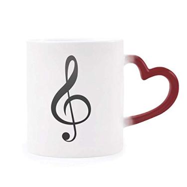 Imagem de Caneca branca sensível ao calor Black Music Treble Clef vermelha muda de cor