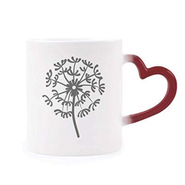 Imagem de Contorno de planta de flor dente-de-leão caneca sensível ao calor copo de grés que muda de cor vermelha