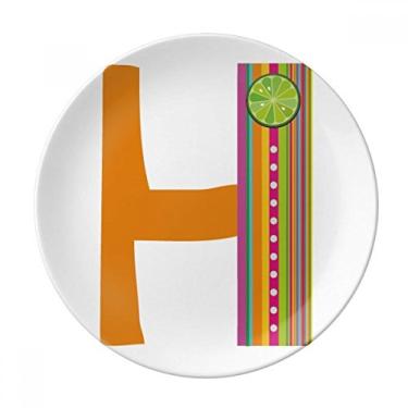 Imagem de H Alfabeto Laranja Frutas Linda Prato Decorativo Porcelana Salver Prato de Jantar