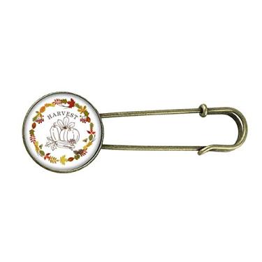 Imagem de Broche de metal retrô com estampa de guirlanda de Dia de Ação de Graças de folha