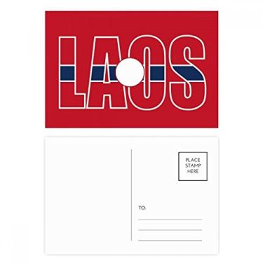 Imagem de Conjunto de cartão postal de aniversário com nome da bandeira do país de Laos
