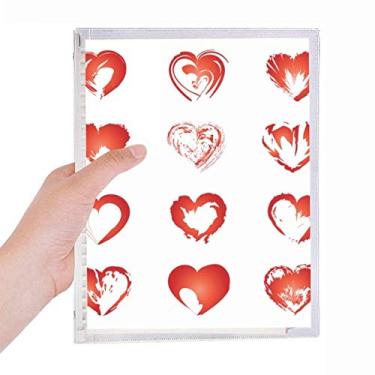 Imagem de Caderno de desenho vermelho de corações do Dia dos Namorados com folhas soltas e diário recarregável