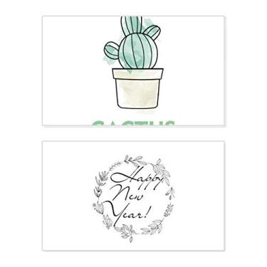 Imagem de Aquarela Cacto, Suculentas, Planta em Vaso, Ano Novo, Festival, Cartão de felicitações, Mensagem de Abençoe Presente