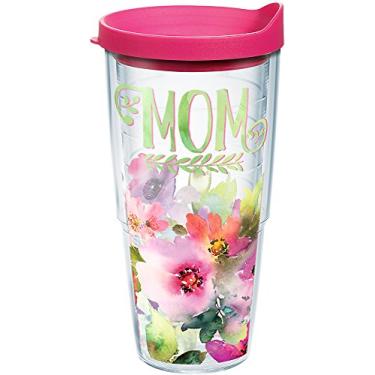 Imagem de Tervis Mom – Copo floral aquarela com envelope e tampa fúcsia 680 g, transparente