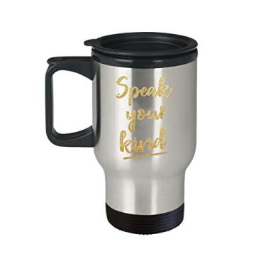Imagem de Caneca de viagem Speak Your Kind – Caneca de chá divertido com isolamento de cacau quente – ideia de de Natal