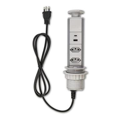 Imagem de Torre De Tomada Cinza Usb Tipo C + A Turbo + 2 Elétricas 20a