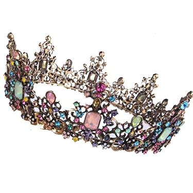 Imagem de Coroas e tiaras rainhas reais barrocas para mulheres, tiara de noiva com strass de cristal joias da moda acessórios de cabelo femininos vintage (estilo 01)