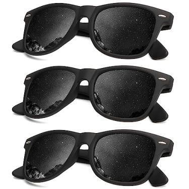 Imagem de KALIYADI Óculos de sol polarizados para homens e mulheres com acabamento fosco, lentes espelhadas coloridas, bloqueio UV (pacote com 3), Preto/Preto/Preto, Medium