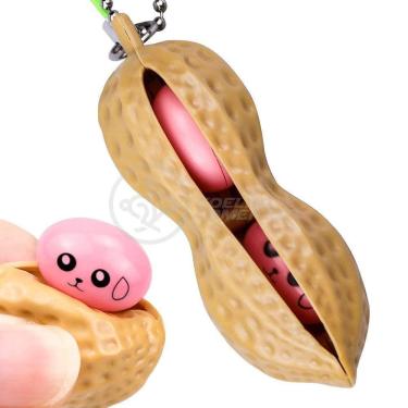 Imagem de Chaveiro Amendoim Anti Stress Apertar Silicone Sensorial