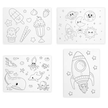 Imagem de Tela Para Pintura Infantil Colorir Pintar Kit 4 Unidades Canvas 20x15cm (Variados)