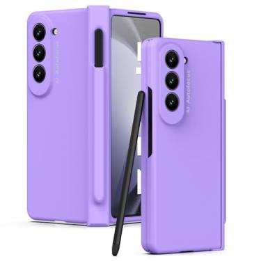 Imagem de LXURY Capa à prova de choque para Samsung Galaxy Z Fold 5, cobertura total antiqueda capa com caneta Stylus e dobradiça de proteção de câmera de tela, capa para PC, roxo, Z Fold 5 7,6 polegadas