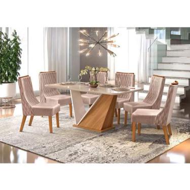Imagem de Conjunto Mesa Retangular Forme Com 6 Cadeiras Jade Dj Móveis