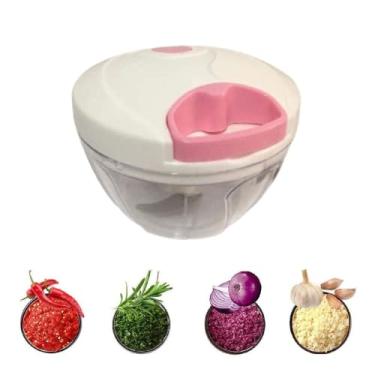 Imagem de Mini Processador De Alimentos Triturador Manual 3 Lâminas Com Corda Retrátil Cor:Azul