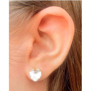 Imagem de Brinco Ponto de Luz Coração Banhado a Ouro 18k, 2g, Antialérgico, Semijoia