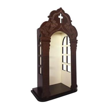 Imagem de Capela Oratório Luxo Barroca de Madeira 16cm Para Imagens de Santo De Nossa Senhora Aparecida Até 10cm De Altura