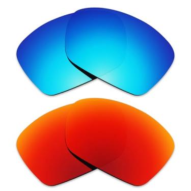 Imagem de Alphax 2 pares de lentes polarizadas de substituição para óculos de sol Costa Del Mar Galveston 06S9073 - Azul + Vermelho