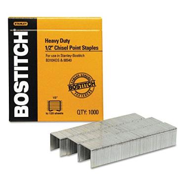 Imagem de Bostitch Office Bostitch Sb35121M Grampos Premium Resistentes, Comprimento Da Perna De 1/2 Polegada, 1000/Caixa Prata
