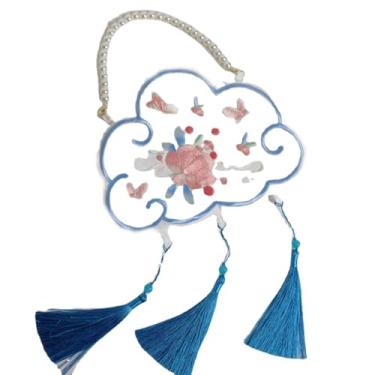 Imagem de Han Element Bolsa tiracolo bordada dupla face estilo antigo bolsa Hanfu, Branco, Large