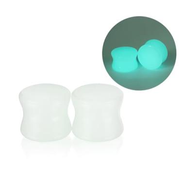 Imagem de Decentraland 2 peças 3 mm (8G) pedra luminosa trompete duplo pedra sólida expansão orelha ponta extensor instrumento de medição piercing joia para homens e mulheres, Pedra, Sem pedras preciosas