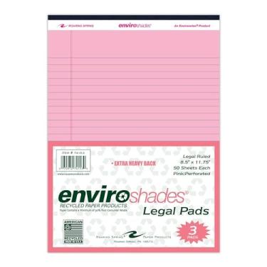 Imagem de ROARING SPRING Enviroshades Blocos de papel reciclado, 50 folhas, 21,6 cm x 29,8 cm, rosa, pacote com 3