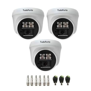 Imagem de Kit 3 Câmeras de Segurança Dome Interna Full Hd 1080p com Visão Noturna de 20 metros e Lente 2.8mm Tudo Forte + Conectores