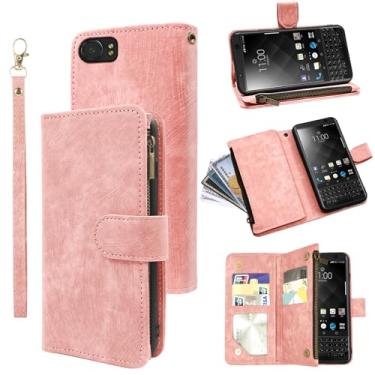 Imagem de Compatível com BlackBerry KEYone capa carteira alça de pulso cordão e couro premium vintage flip porta-cartão de crédito suporte acessórios celular capa para KEY1 KEY 1 One BBB100-1 feminino masculino
