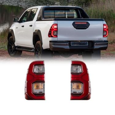 Imagem de CAIFDRI Conjunto de luz traseira traseira adequado para Toyota Hilux Revo M70 SR5 2020 2021 2021 2023 Toyota Hilux Revo M70 SR5 Acessórios de carro Luz de freio do lado do passageiro, seta, luzes de