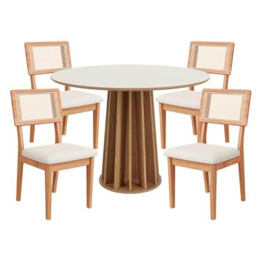 Imagem de Conjunto Mesa de Jantar com 4 Cadeiras de Tela Freijó 100% MDF Bege Dalla Costa