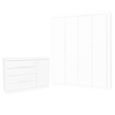 Imagem de Guarda Roupa e Cômoda Infantil Tutto New Branco Acetinado - Matic