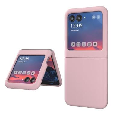 Imagem de E Segoi Capa para Moto Razr Plus 2023, capa de borracha gel de silicone líquido, forro de tecido de microfibra macio, almofada compatível com Motorola Razr+Plus 2023 / Razr 40 Ultra (areia rosa, Moto