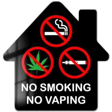 Imagem de Sinais de proibição de fumar para casa, placas de não fumar para negócios, placas de acrílico autoadesivas Airbnb 14,5 cm x 15,2 cm - PZC038