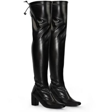 Imagem de Bota Feminina Over The Knee Cano Alto Salto Grosso Stretch sintpreto35