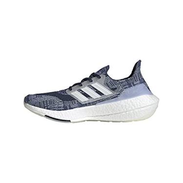 Imagem de adidas Tênis de corrida masculino Ultraboost 21, Azul (Crew Blue)/Branco/Crew Navy, 8.5