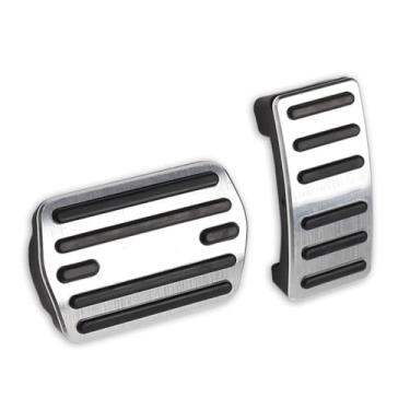 Imagem de LEXLEY 2 peças de pastilhas de pedal de freio a gás de alumínio antiderrapantes, capas de pedal de acelerador automático sem perfuração apenas para Ford 2022 2023 Maverick, PRATA