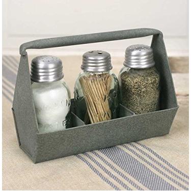 Imagem de Primitive Industrial Galvanizado Toolbox Mason Jar Sal, Pimenta e Suporte para picaretas de dentes
