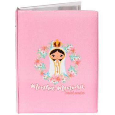 Imagem de Álbum Fotográfico 15x21 para 100 Fotos Nossa Senhora BATIZADO ROSA Bat
