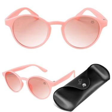 Imagem de oculos sol rosa criança proteção uv vintage + case presente qualidade 