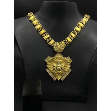 Imagem de Corrente Dubai 15mm Moeda antiga + Pingente Leão  - Lobin jóias