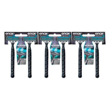 Imagem de Kit 6 Aparelho de Barbear Descartável Barbeador 3 Lâminas Enox Expert